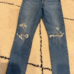 Levi's Women's 501 S skinny High Rise Distressed Jeans - Blue